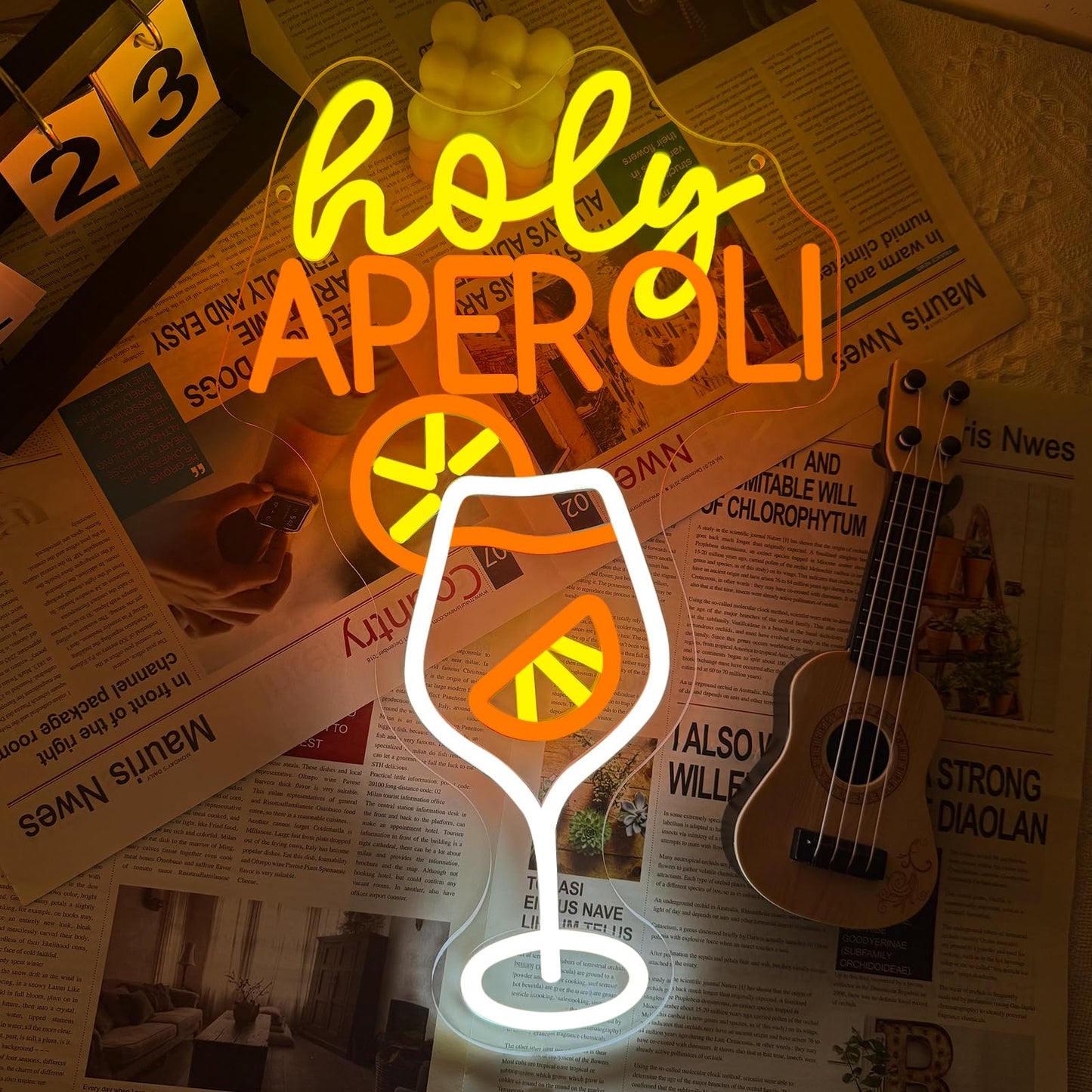 Holy Aperoli Spritz Cocktail Neon Sign, Cocktail Led Neon Light for Home Bar Club Party Man Cave Wall Decor, Dimmable USB Powered Signs Gift for Boy Spritz Lover