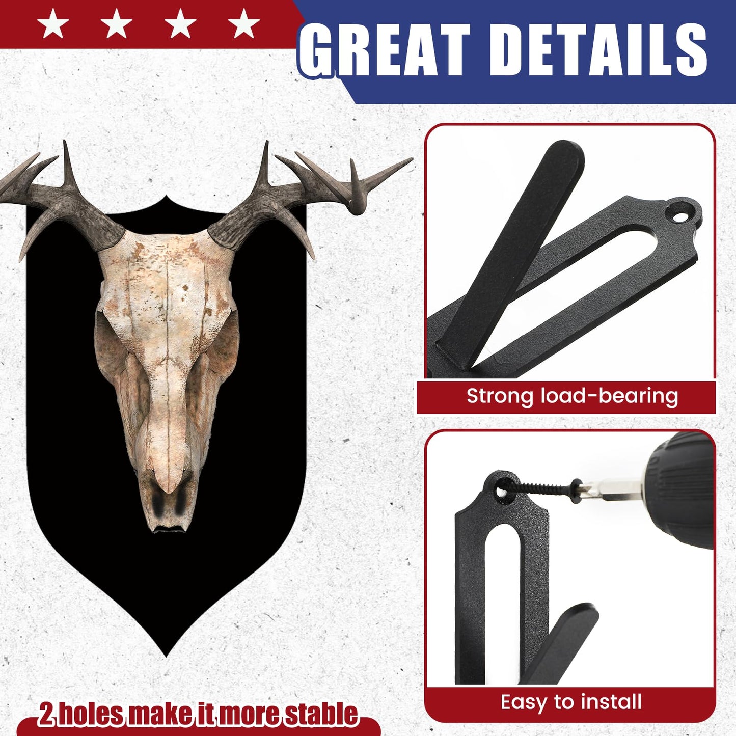 MorningRo Metal European Mount Plaque Deer Head Wall Skull Hanger with Magnetic Photo Frame and Antler Mounting Kit Iron Picture Frame for Christmas Winter Gifts Decoration