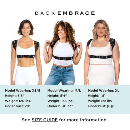 BackEmbrace Posture Corrector for Women and Men - Made in USA - Slim and Adjustable Shoulder Brace - Back Brace for Back Pain Relief - Black Drizzle XL