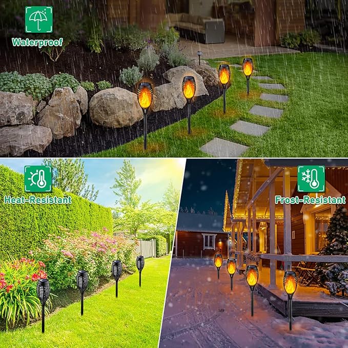 Solar Lights Outdoor, Solar Torch Light with Flickering Flame for Garden Decor, 20.5'' Small Size Solar Powered Garden Lights, Waterproof Flame Torches for Outside Patio Pathway Yard Decorations