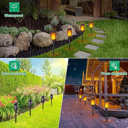Solar Lights Outdoor, Solar Torch Light with Flickering Flame for Garden Decor, 20.5'' Small Size Solar Powered Garden Lights, Waterproof Flame Torches for Outside Patio Pathway Yard Decorations
