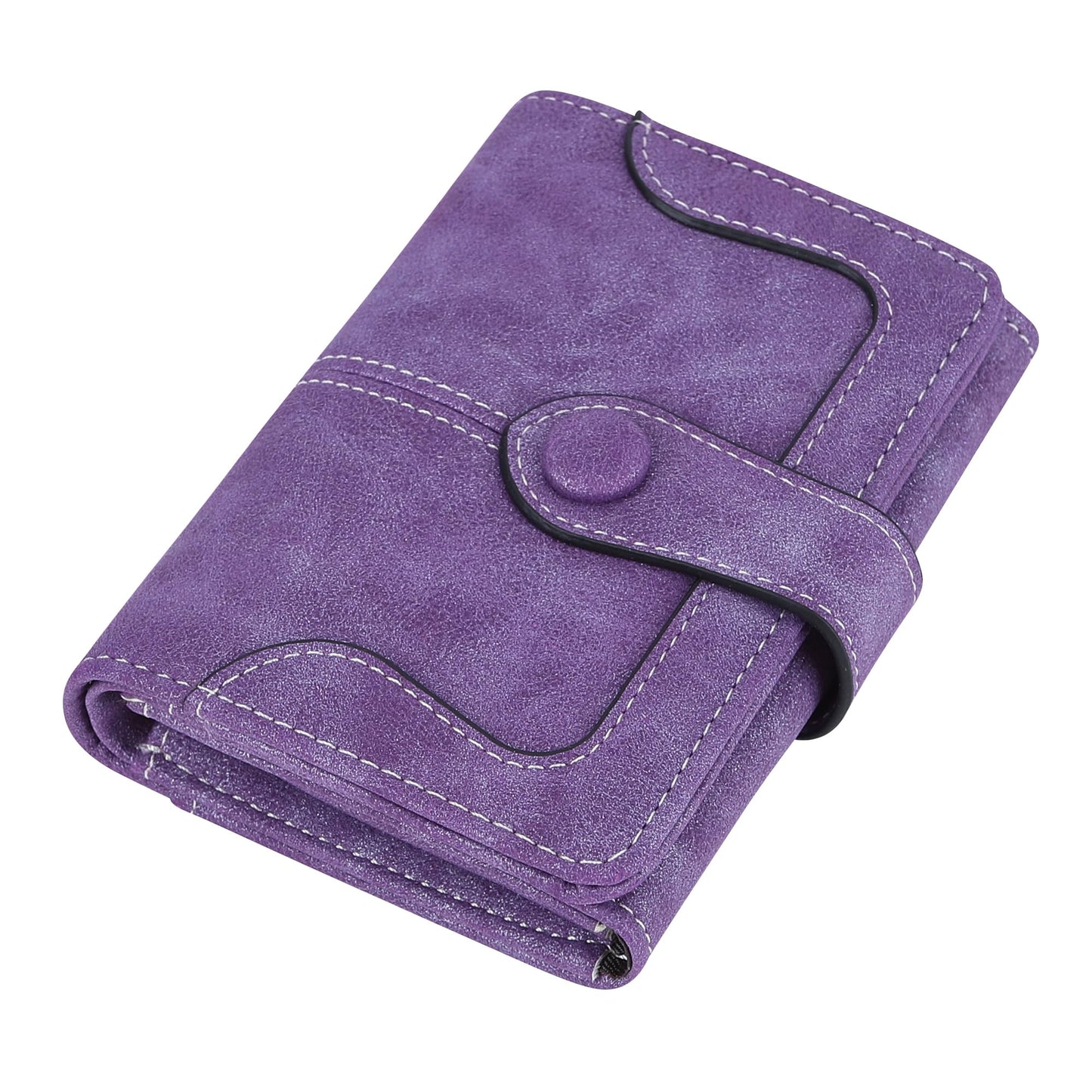 Cynure Women's Leather Bifold Credit Card Wallet Short Compact Wallet with Zipper Pocket, purple