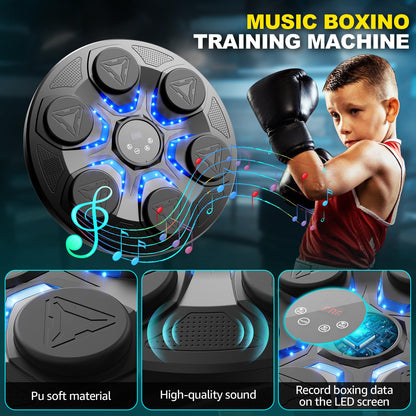 Upgrade Music Boxing Machine For Adults Kids, Interactive Music Punching Machine with Gloves 12 Modes 12 Speeds, Wall Mounted Electronic Boxing Punching Pad with Wireless Connection LED Display