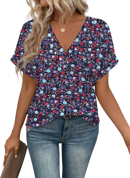 T Shirts Short Sleeve V Neck Tees Womens Tops Beach Vacation Fashion Clothes 2025 Casual Summer Spring Fall Outfits