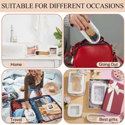 4 Pcs Leather Clear Makeup Bags Set for Women Travel Clear Cosmetic Case Toiletry Bags with Zipper Makeup Brush Case Waterproof Organizer Storage for Women Men Travel Accessories, 4 Sizes(White)