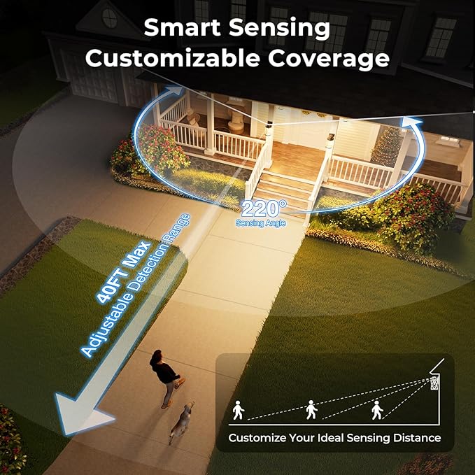Outdoor Porch Light with GFCI Outlet, White Exterior Lighting Fixtures Wall Mount, Motion Sensor Outdoor Wall Sconce, Anti-Rust Coach Lights for Garage, Modern Patio Lantern Lights for House