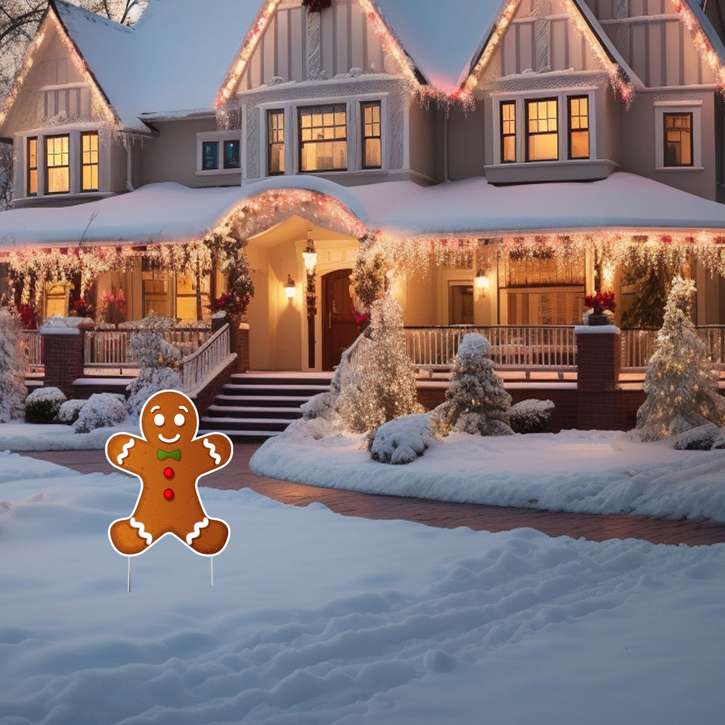 Rogue River Tactical Gingerbread Man Merry Christmas Classic Yard Sign for Home Decor and Lawn Decoration With Stakes - Happy Holidays, XMAS, Santa Claus