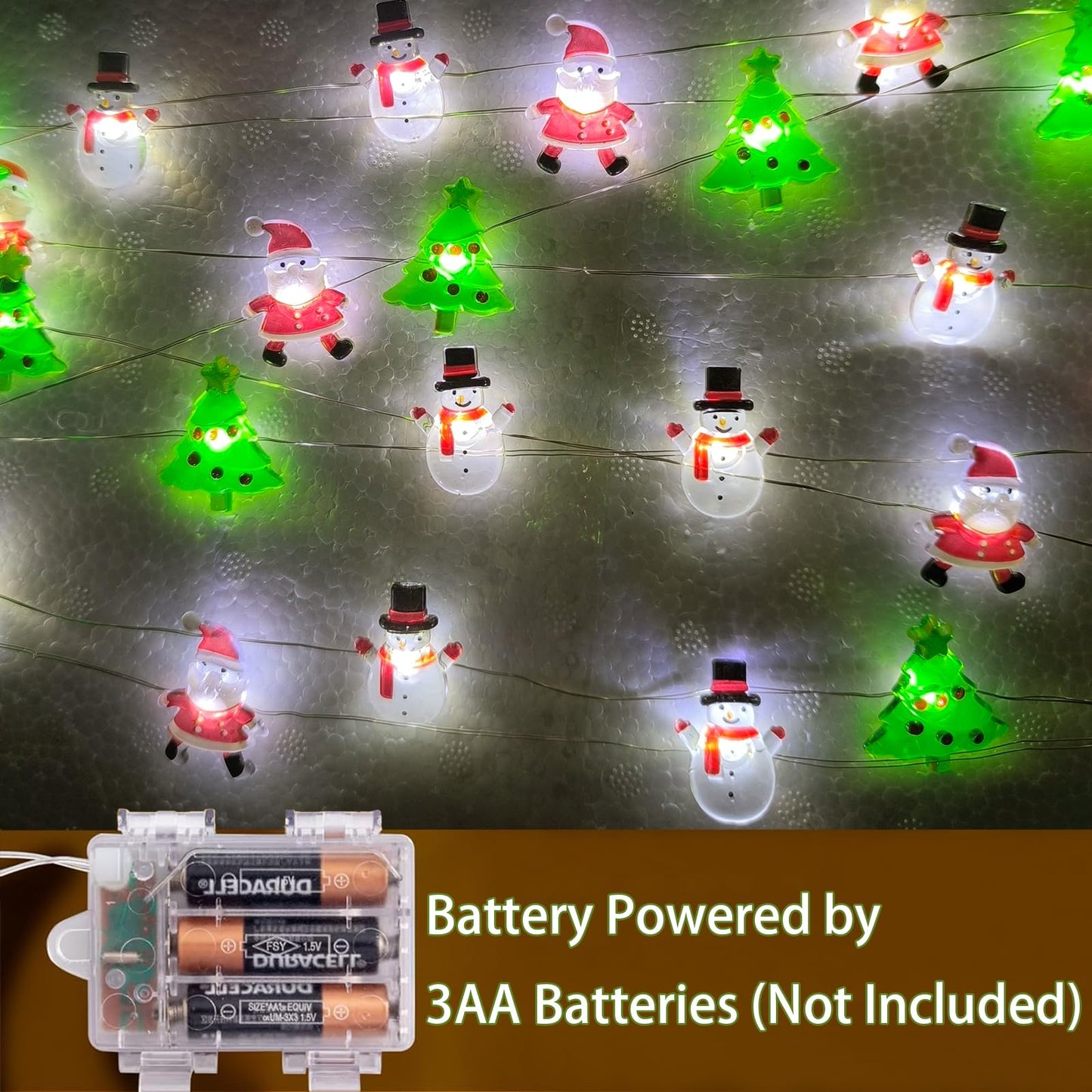 50 LED Snowman Santa Claus Christmas Tree String Lights- 17FT Christmas Fairy Lights with 8 Modes & Timer, Battery Operated Xmas Light for Indoor Outdoor Party Holiday Tree Bedroom Home Decor