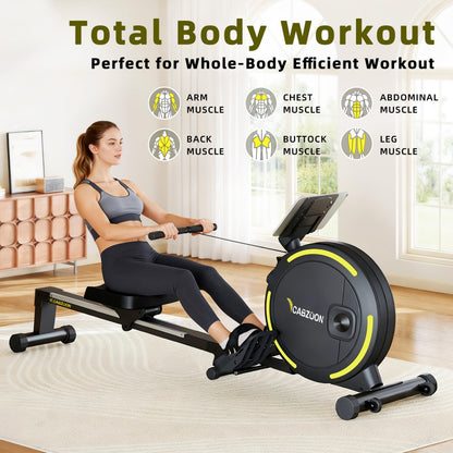 CABZOON Rowing Machines for Home，Magnetic Rowing Machine，Max 265lbs Weight Capacity, Quiet Rower Machine with Tablet Holder，16 Levels of Resistance