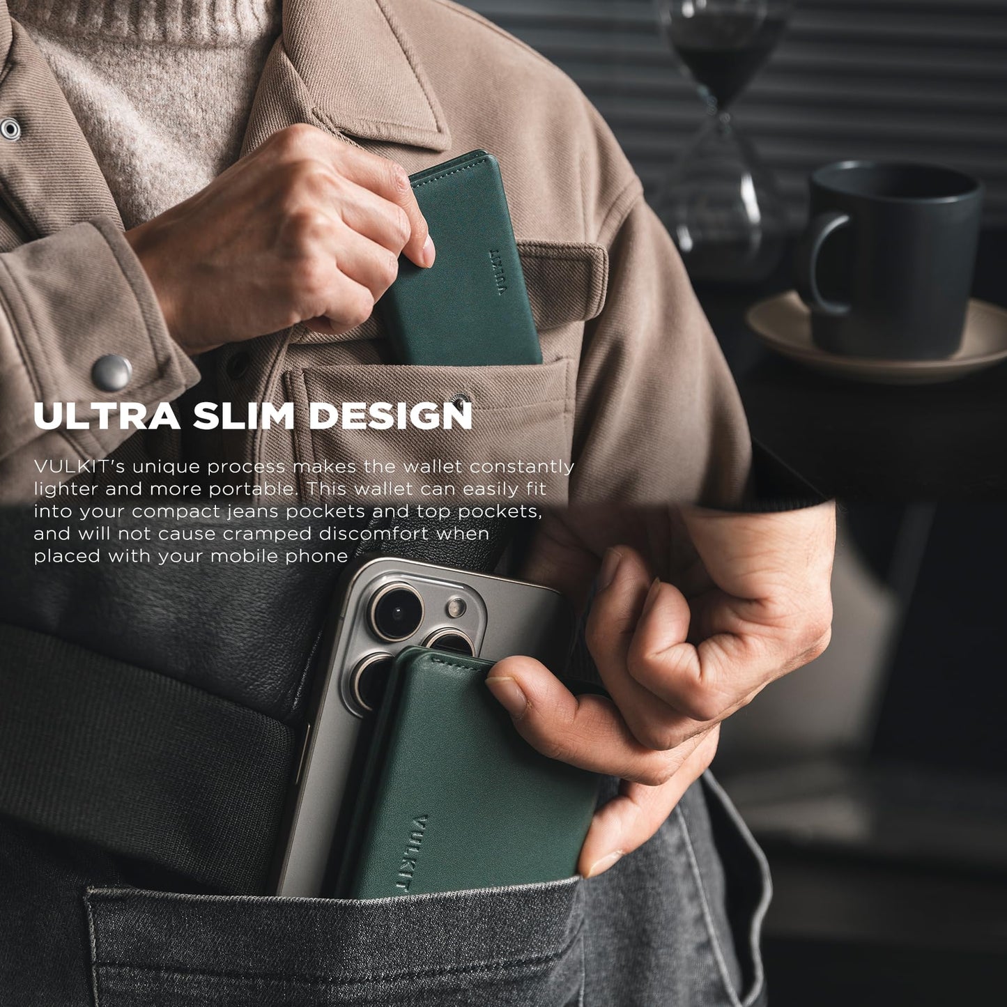VULKIT Slim Minimalist Card Holder RFID Blocking Leather Credit Card Holder Front Pocket Wallet Magnetic Closure