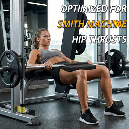 Lights Mountain Square Hip Thrust Pad for Smith Machine, Extra Thick Firm Barbell Pad for Glute Bridges, Non-Slip Hook & Loop, Heavy Duty Support for Squats & Hip Thrusts, Home Gym Equipment (Black)