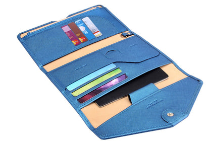 ZOPPEN Passport Holder Women/Men, Multi-purpose Rfid Blocking Travel Passport Wallet (Ver.4) Travel Essentials Tri-fold Document Organizer Holder, (#31 Honolulu Blue)