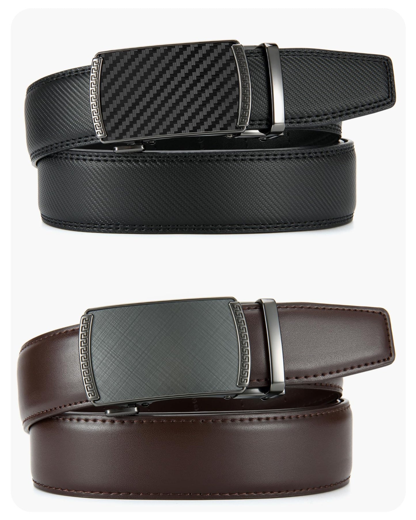 CHAOREN Mens Belt Leather Ratchet Belt 2 Pack - Customizable Fit, Effortless Style (35mm)