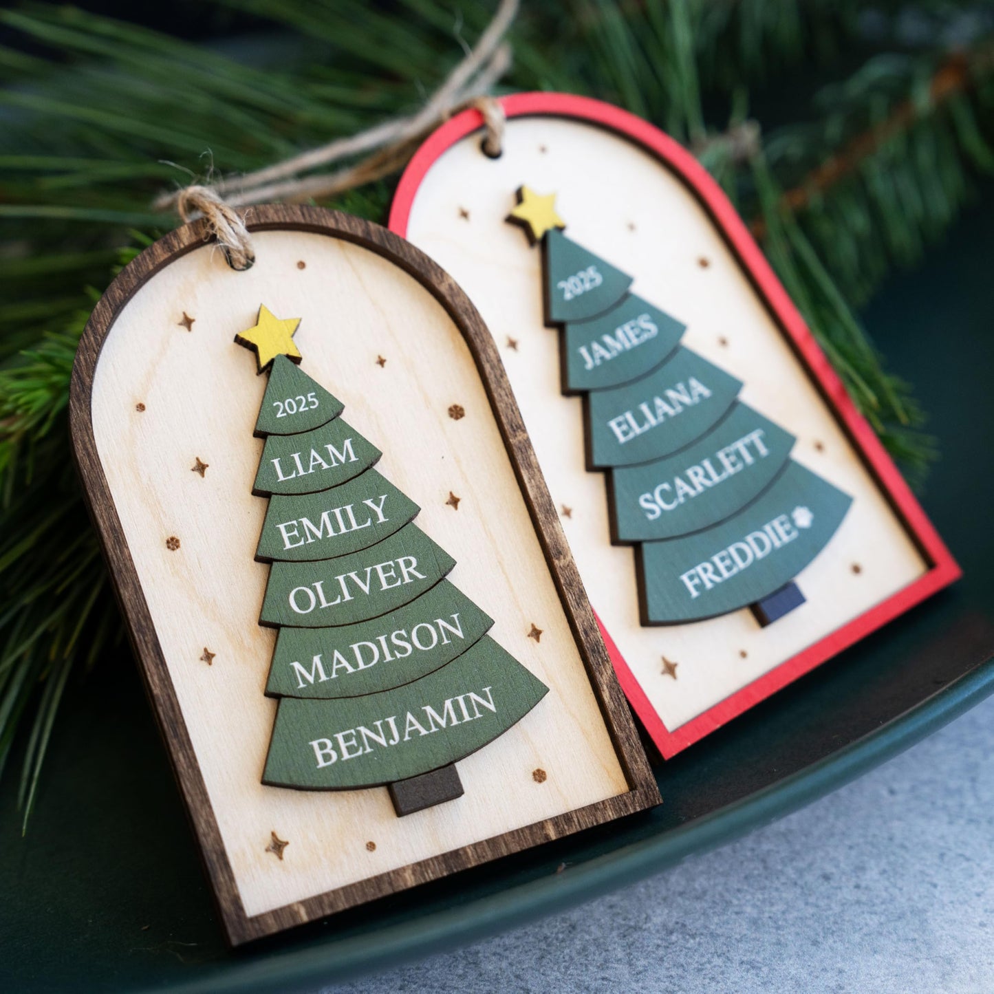 Family Christmas Ornament - 2025 Personalized 3D Ornament with Names