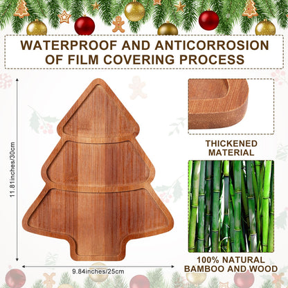 Maxcheck Christmas Tree Serving Tray Platter Charcuterie Board Christmas Wood Serving Dish Cutting Board Rustic Farmhouse 11.42 x 10.43 Inches Table Plate for Cheese Food Fruit Party