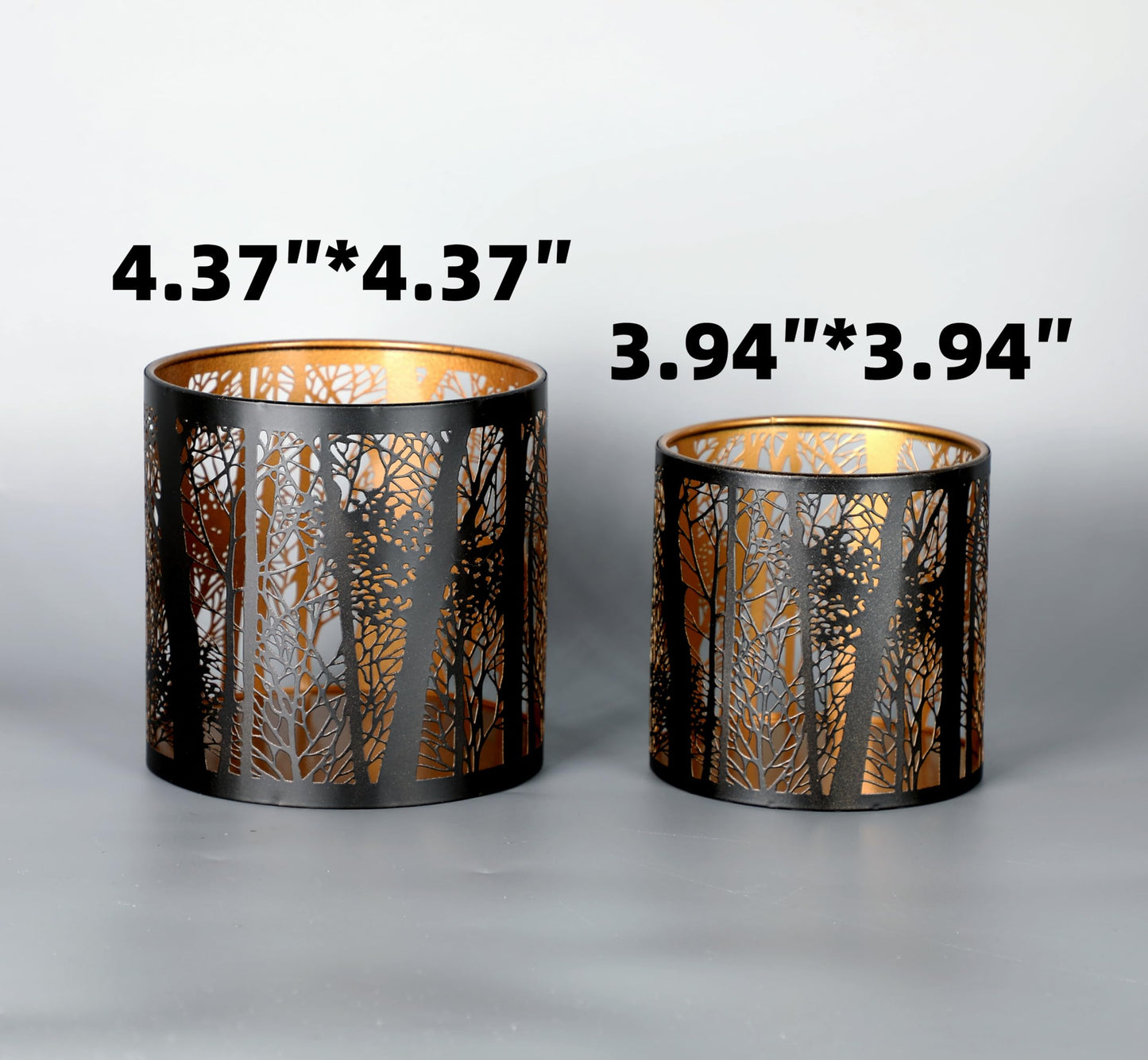 Set of 2 Tealight Candle Holder, Candle Holder with Pattern of Trees Forest, Romantic Mosaic Tea Light Holder Cup for Table Centerpieces, Christmas, Birthday Party, Home Decor