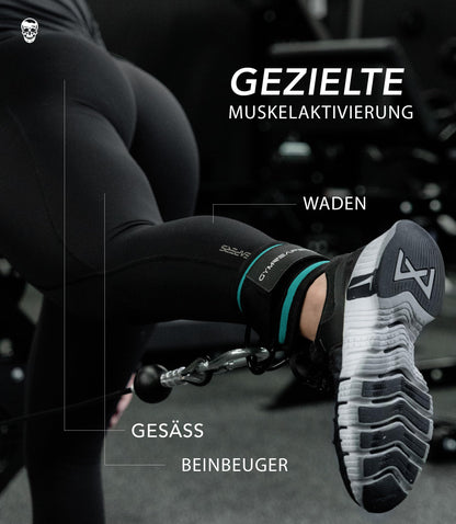 Gymreapers Ankle Straps (Pair) For Cable Machine Kickbacks, Glute Workouts, Lower Body Exercises - Adjustable Leg Straps with Neoprene Padding (Cyan, Pair)