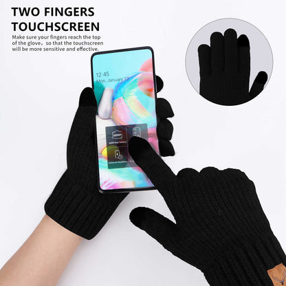 Winter Touchscreen Gloves For Men - Touchscreen Knitted Gloves Thermal Gloves Warm Fleece Lined Elastic Winter Texting Mittens For Running