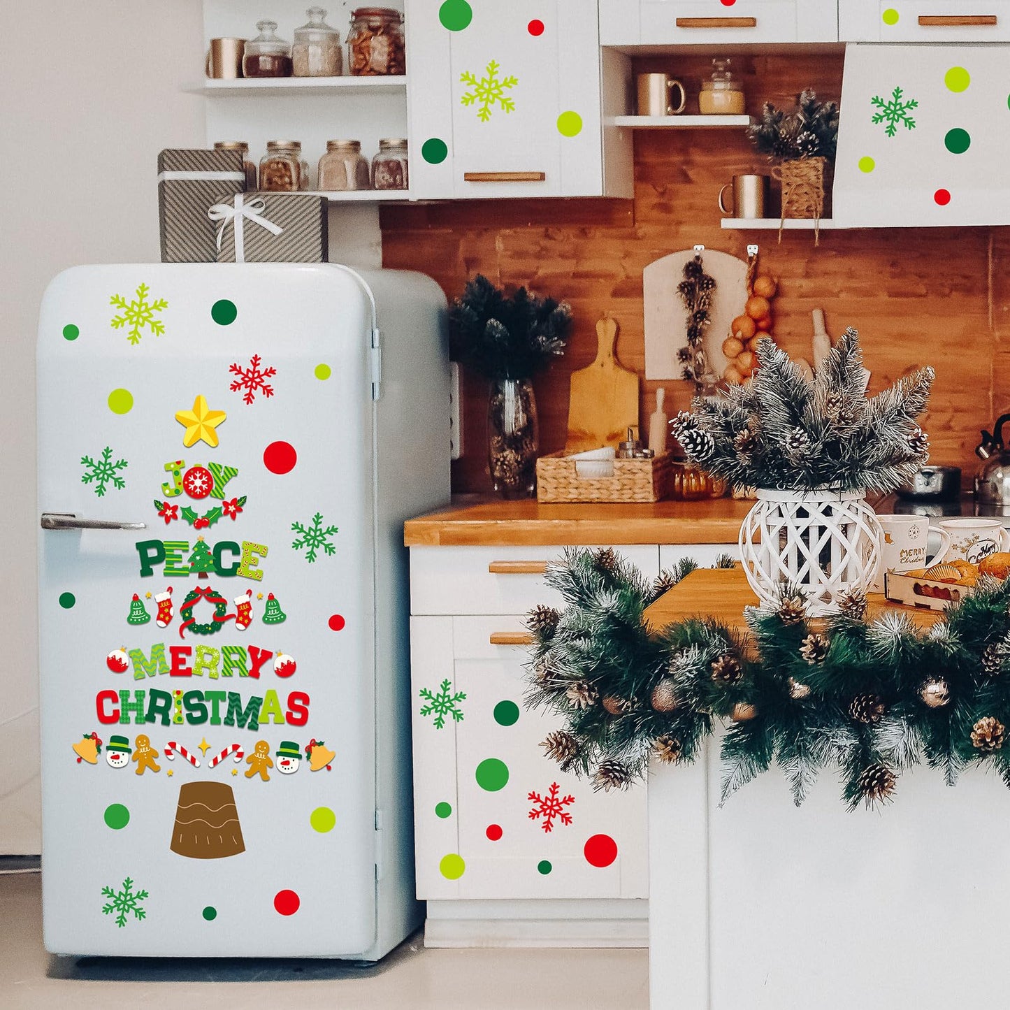 JarThenaAMCS 13.8 * 39.4'' Extra Large Christmas Tree Door Sticker 2 Sheet Merry Quotes Tree Wall Decal Mural Sticker Bulletin Board Decor for Xmas Winter Holiday Home Classroom Office Window