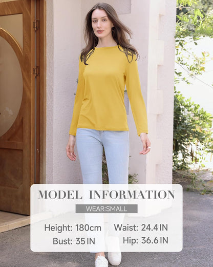 GAYHAY Long Sleeve Shirts for Women - Fall Winter Clothes Crew Neck Casual Tops Loose Fit Tees Fashion Outfits 2025