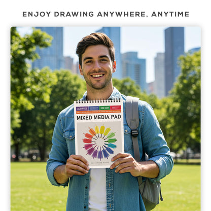Beechmore Books 9"x12" Watercolor Sketchpad - Professional Spiral Bound Sketchbook, 50 Sheets 300 GSM / 140 lb Heavyweight Acid-Free Paper, Micro-Perforated for Acrylic, Gouache and Mixed Media
