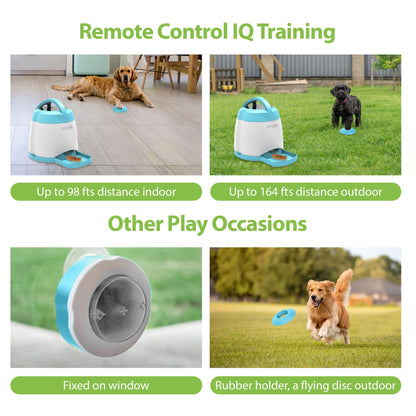 PETGEEK Dog Food Dispenser Toy, Treat Dispensing Dog Toys for IQ Training, Interactive Puzzle Toys to Keep Them Busy, 3000mAh USB Rechargeable Pet Treat Dispenser with Push Remote Button, 400ml