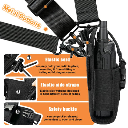 Levowin 2 Pack Firefighter Radio Strap and Holder with Sway Strap Bundle Set, Adjustment Ability and Mic Holder, Holds Walkie Talkie Radio Securely, Light Weight, for Fire EMT Paramedics