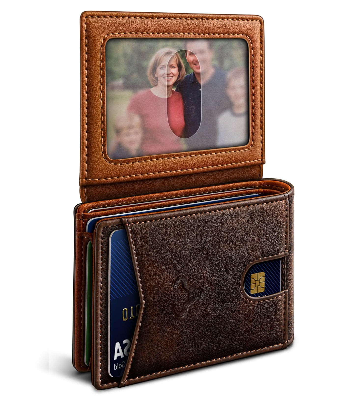 BULLIANT Men Wallet, Slim Leather Wallet Front Pocket Card Holder Gift For Men 11 Slots RFID Blocking