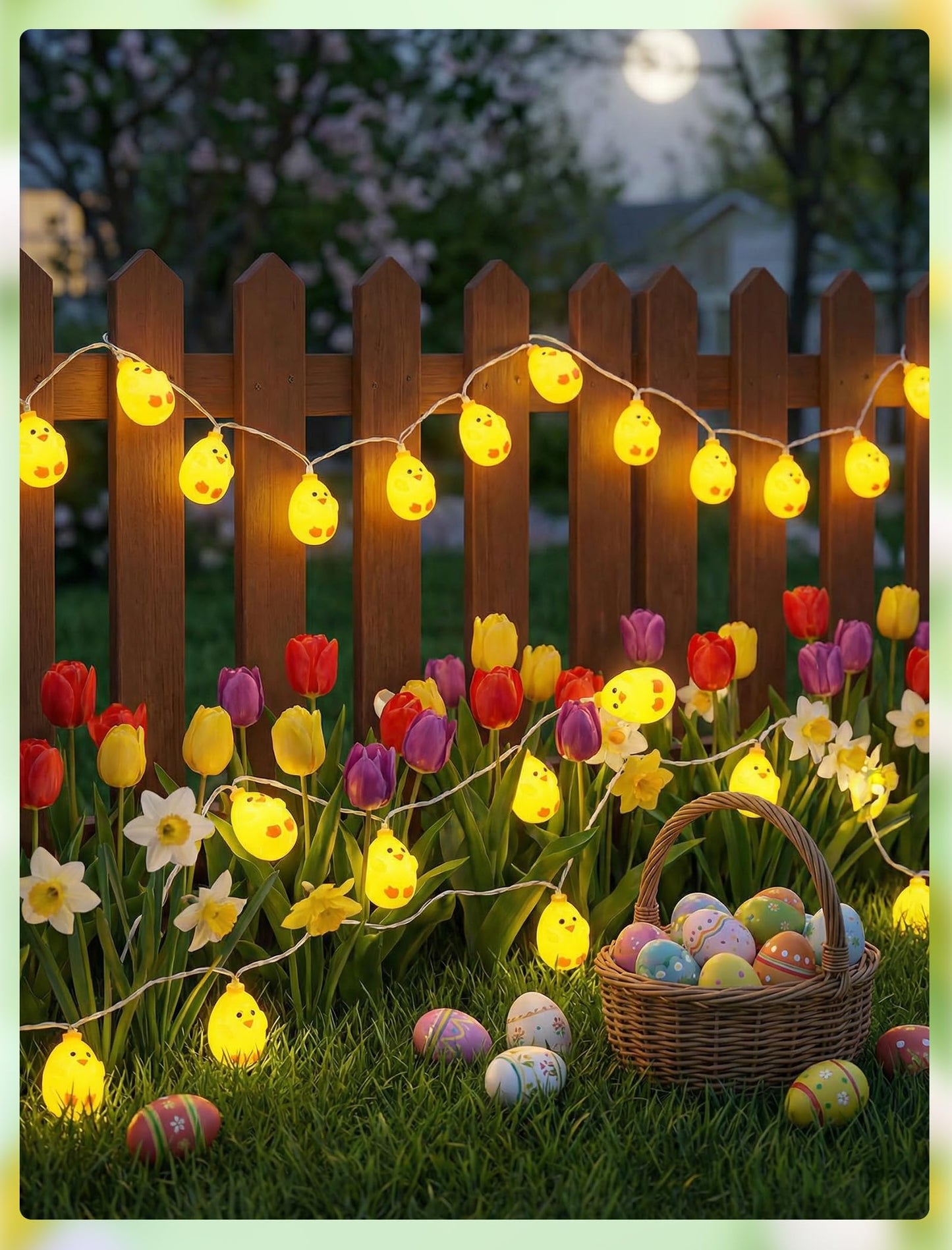 GOOTHY Easter Chicken String Lights Plug in, Indoor Outdoor Easter Decorations Lights with 10 LED Yellow Chicken Light, Hanging Spring Chick Lights for Party Garden Birthday Wedding Home Decor