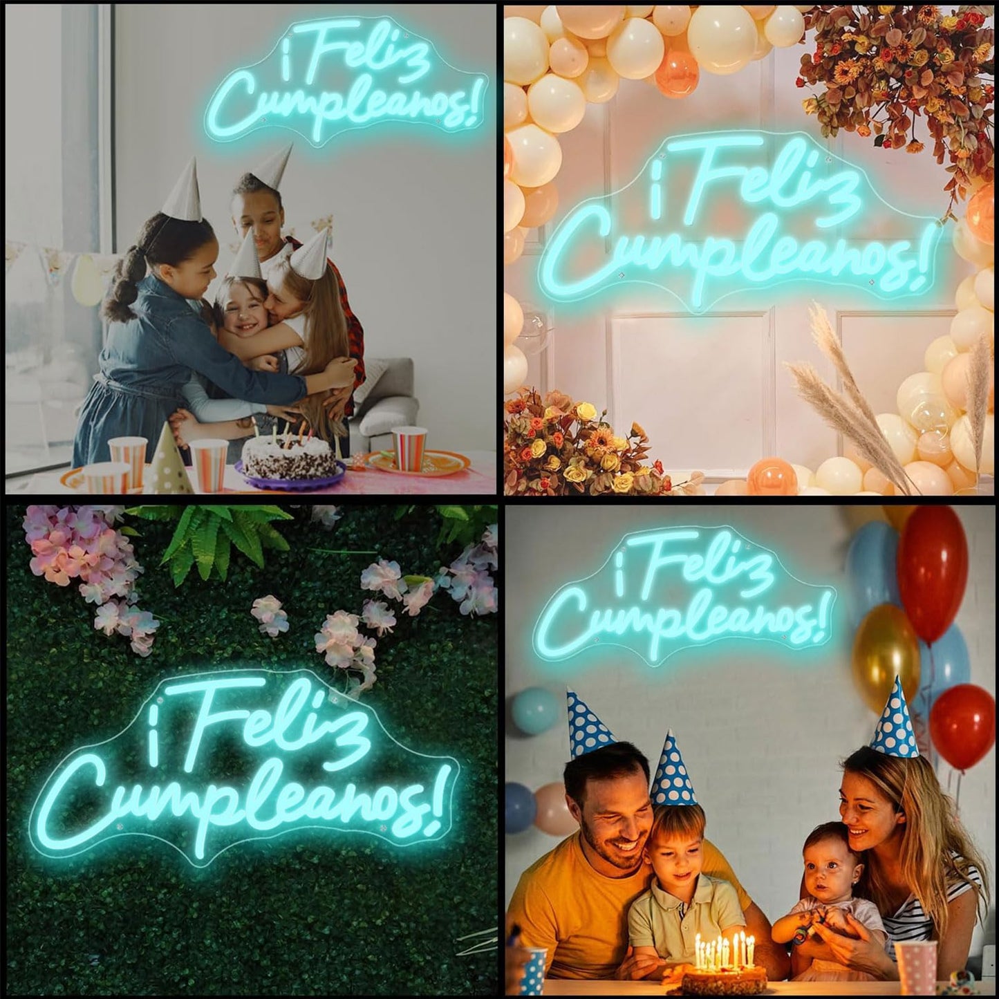 Happy Birthday Neon Sign ¡Feliz CumpleañOs Banner Dimmable Larger Happy Birthday Light Up Sign 20.53"X9.44" With Usb Chain Light Modulator,Happy Birthday Led Sign For Backdrop (Ice blue)