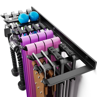 Wall Mounted Home Gym Equipment Storage Rack for Resistance Bands, Cable Attachments, Lifting Belts, Jump Ropes and Chains