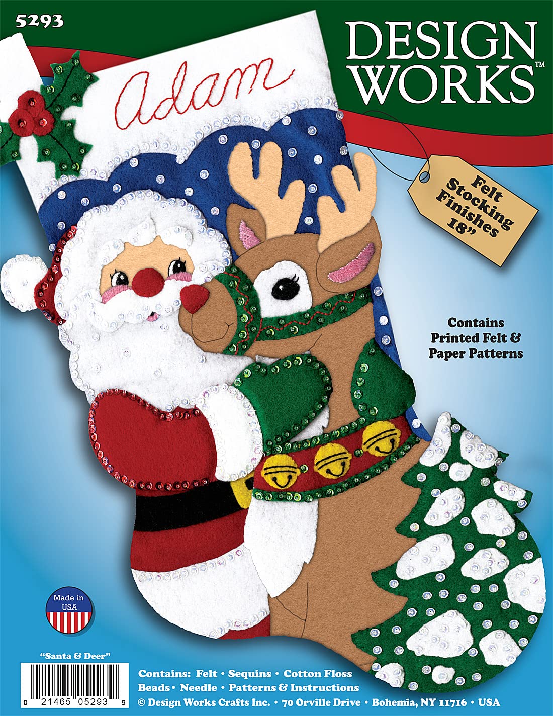 Design Works Crafts Santa & Deer Felt Stocking Kit
