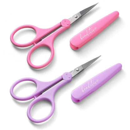 Beaditive High Precision Detail Scissors Set (2-Pc) Sharp, Fine Tips | Paper Cutting, Scrapbooking, Sewing, Crafting | Stainless Steel | Protective Cover (Pastel)