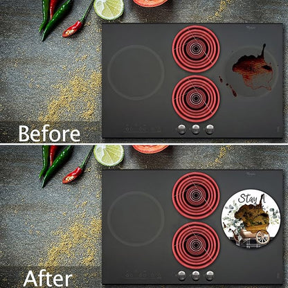 Black and White Grid Pattern Stove Burner Covers, Fresh Green Gas Stove Burner Covers 8 ＆10 Inches Stove Top Covers Electric Stove 4 Metal Stove Cover Gas Stove Top Cover, Cooktop Decorative