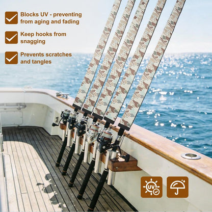 LERQDER Premium Neoprene Fishing Rod Sleeves-Durable,UV Resistance, Puncture Resistant, Rod Socks Protect Cover Casting, Spinning, Trolling Fishing Rods for Storage (4, Beige Camo, 60")