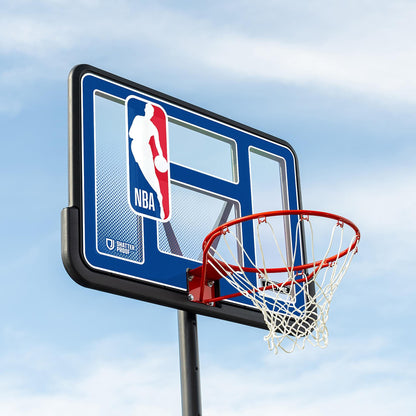 Lifetime NBA League Edition Portable Basketball Hoop, Adjustable Height 7.5-10 Ft, 44 Inch Shatterproof Fusion Backboard, Base with Wheels