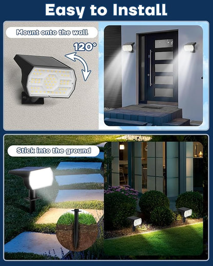 Kaxiida Solar Lights Outdoor Waterproof IP68, 3 Lighting Models Solar Powered Spot Lights Outdoor, 56LED Light Dusk to Dawn for Yard Patio Garden Pathway Landscape Lighting