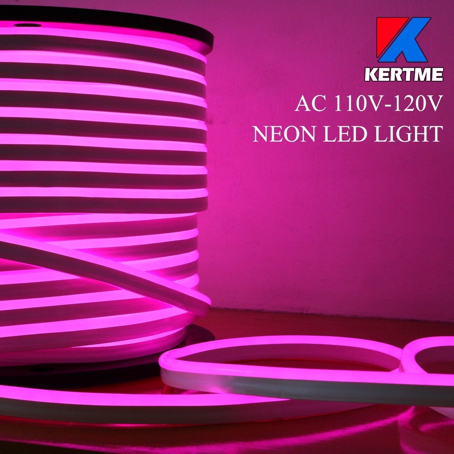 KERTME Neon LED Light Strip, Flexible Waterproof Dimmable, 65.6ft, Pink, Model Neon LED-P-20M