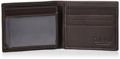 Timberland Men's Wellington Leather Rfid Bifold Commuter Security Wallet, brown, One Size