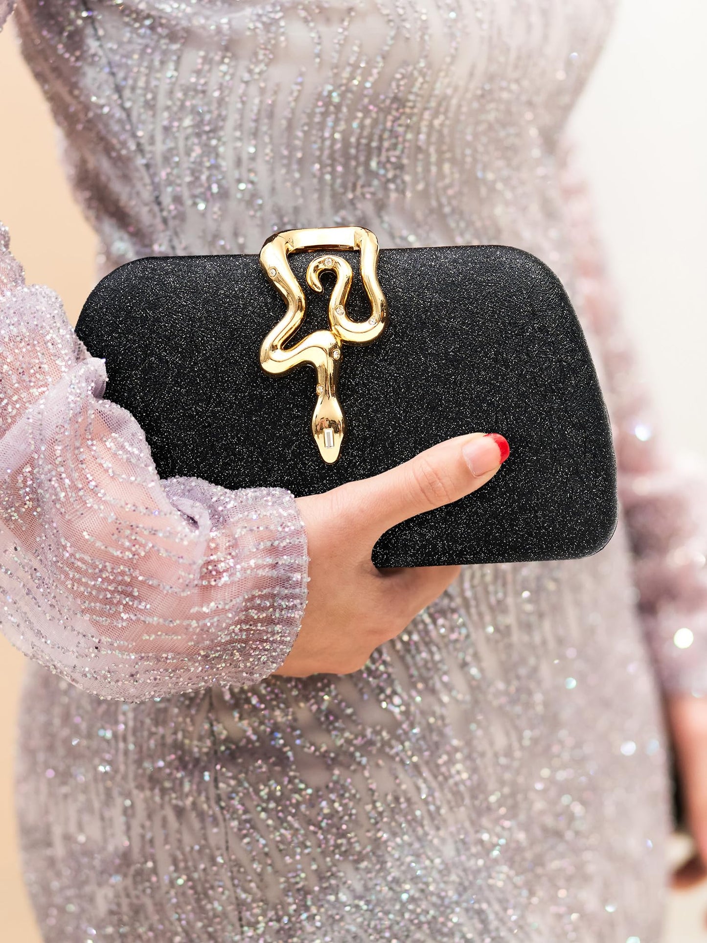SWEETV CHUNLI Glitter Clutch Purses for Women Elegant Evening Bag for Parties, Weddings, and Formal Events