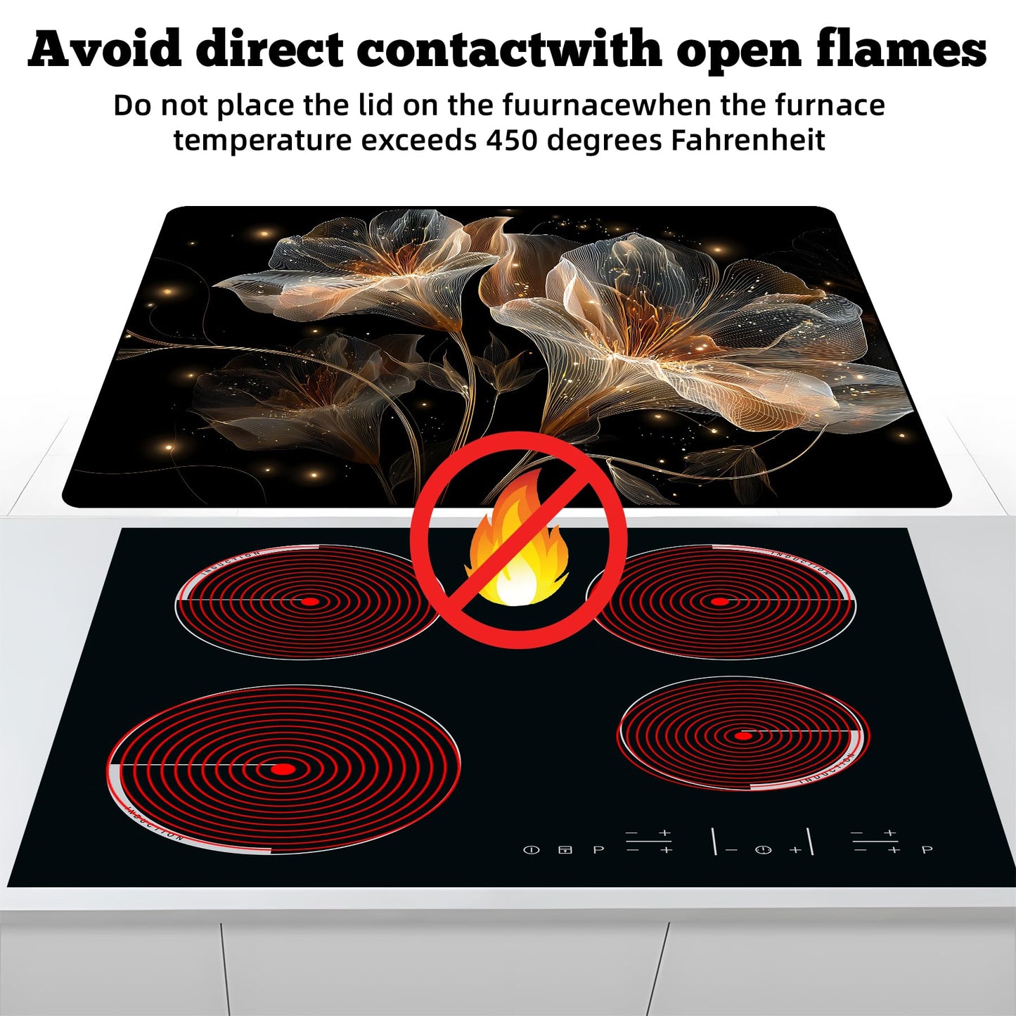 AOHMPT Multi-Design Stove Top Cover for Glass/Electric Stoves - 3-in-1 Heat-Resistant Protector Mat,Christmas Theme Non-Slip Drying Rack 28"x20"