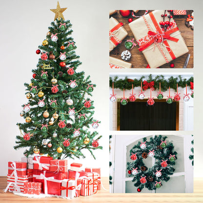 Naler 24 Pieces Christmas Jingle Bells with Ribbon Metal Cutout Craft Bells Hanging Ornaments for Christmas Tree Xmas Decoration, Red Green White, 1.57”