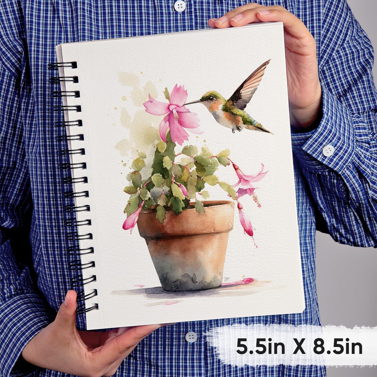 KOVIEDE 100% Cotton Watercolor Paper Pad 3 Pack (90 Sheets) Cold Press 140lb/300gsm Spiral Bound Watercolor Sketchbook, Artist Quality Art Journal Supplies (Floral-3 Pack, 5.5“x8.5)