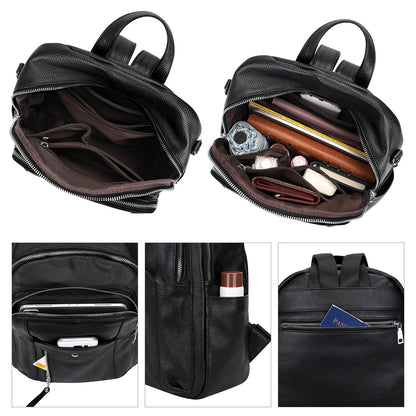 ALTOSY Fashion Genuine Leather Backpack Purse for Women Shoulder Bag Casual Daypack Medium(S9 Black New)