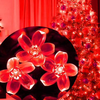 100 LED Red Cherry Blossom Flowrer String Lights, 33 FT Plug in Fairy Floral Lamp with 8 Modes, Flexible Clear Wire for Bedroom Balcony Patio, Valentine's Day Christmas Indoor Outdoor Decorations