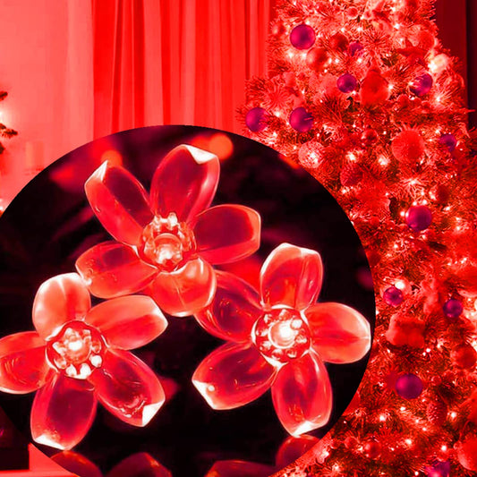 100 LED Red Cherry Blossom Flowrer String Lights, 33 FT Plug in Fairy Floral Lamp with 8 Modes, Flexible Clear Wire for Bedroom Balcony Patio, Valentine's Day Christmas Indoor Outdoor Decorations