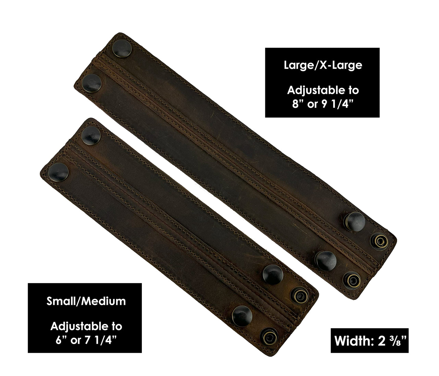 Anthology Gear Stylish Leather Cuff Bracelet Full Grain Wide Wristband For Men and Women (Unisex) Adjustable to 8" or 9 1/4" (Whiskey Brown, Large/X-Large)