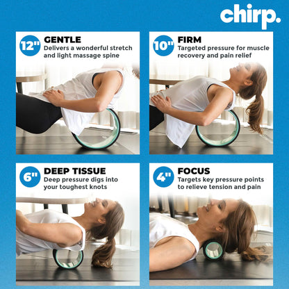 Chirp Wheel Foam Roller – Targeted Back & Neck Relief, Lumbar Spine Stretcher, Spinal Decompression Back Stretcher, Massage Roller with Density Foam for Physical Therapy, Supports 500lbs, 2-Inch Mint