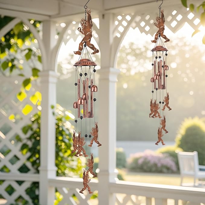 Bigfoot Wind Chimes for Outside Metal Sasquatch Wind Chimes Outdoor Indoors Wind Chime Garden Decor Gifts for Women Men Porch Patio Home Yard Porch Decoration