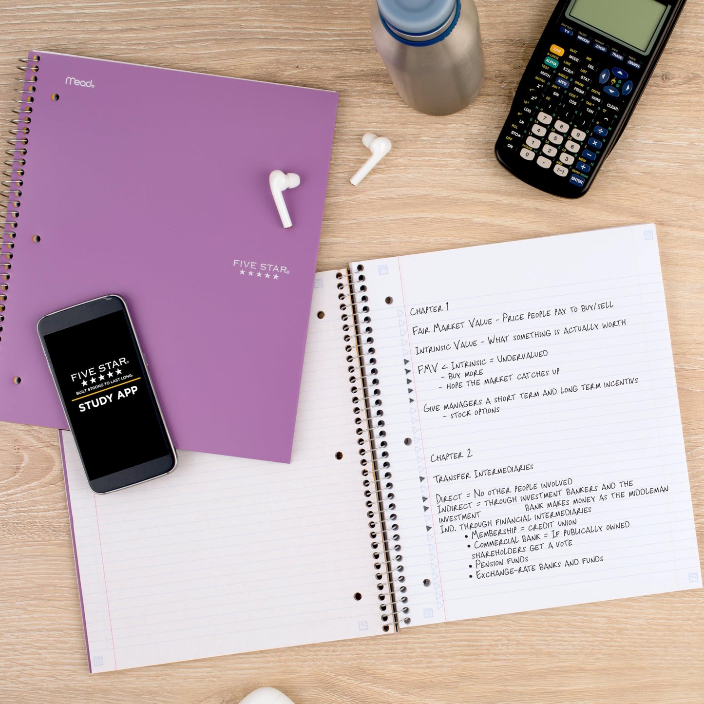 Five Star Spiral Notebook + Study App, 100 Sheets, 1 Subject, College Ruled Paper, Fights Ink Bleed, Water Resistant Cover, 820337-ECM, Purple, Pink, White & Green, 8-1/2" x 11", 4 Pack